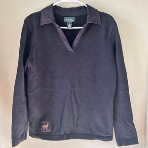 Ralph Lauren Black V-Neck Knit Sweater